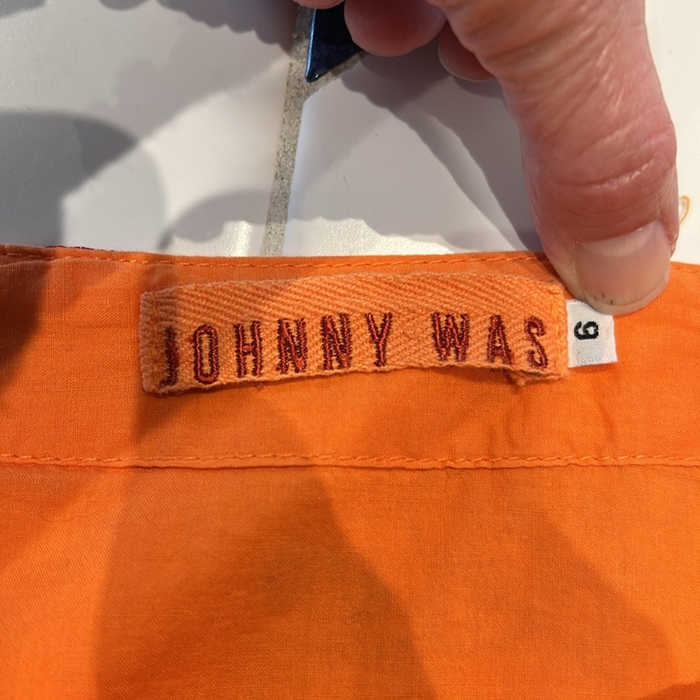 Johnny Was size 6 skirt. Orange with red/fish is embroidered flowers. - Picture 2 of 4